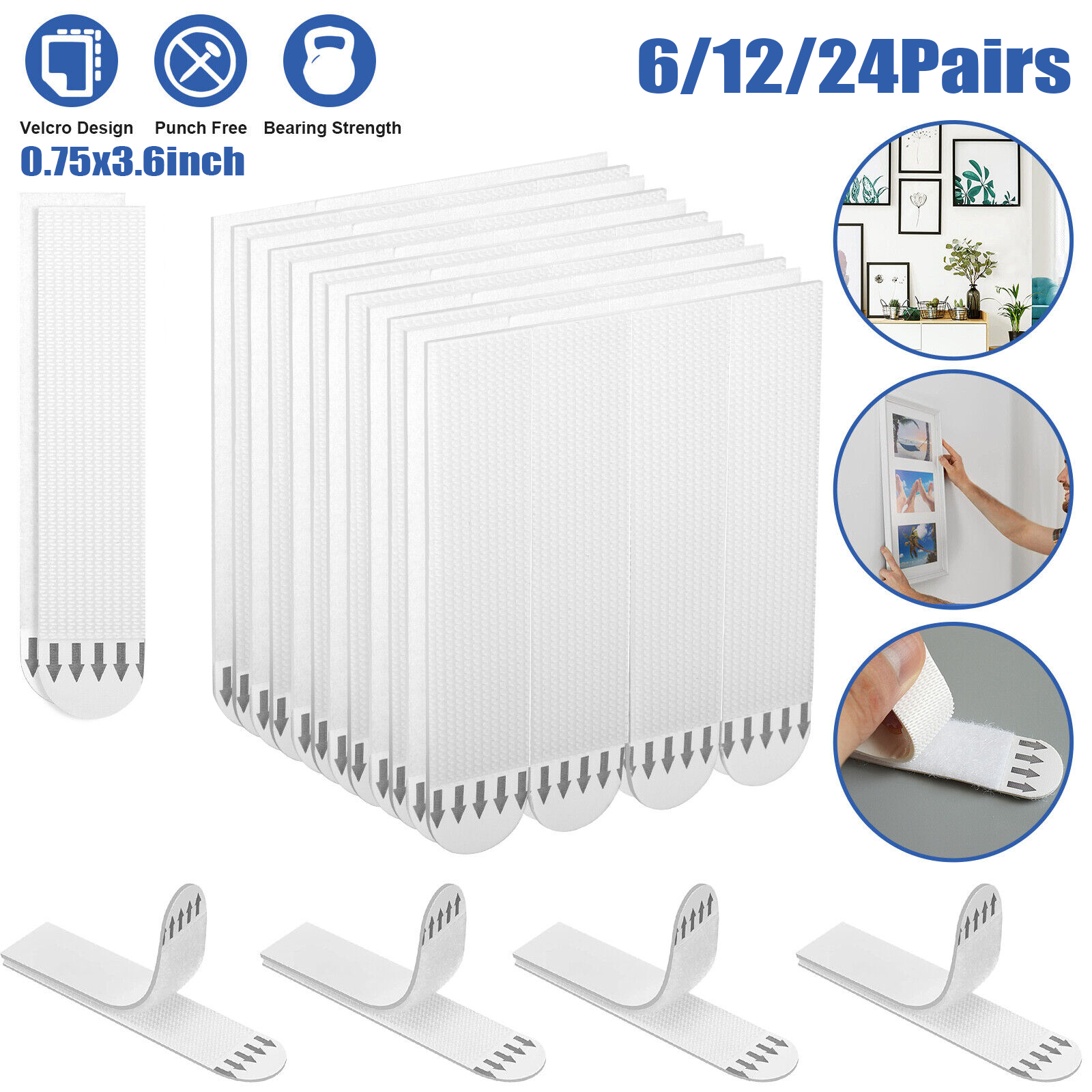 Picture Hanging Strip - 6-24 Pairs Picture Hanging Strips Heavy