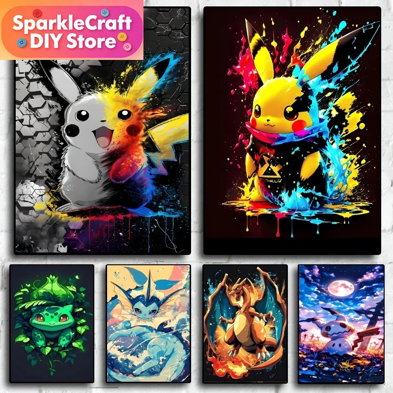 Home Improvement Diy - 1pc frameless Pokemon Pikachu 5D Diamond
