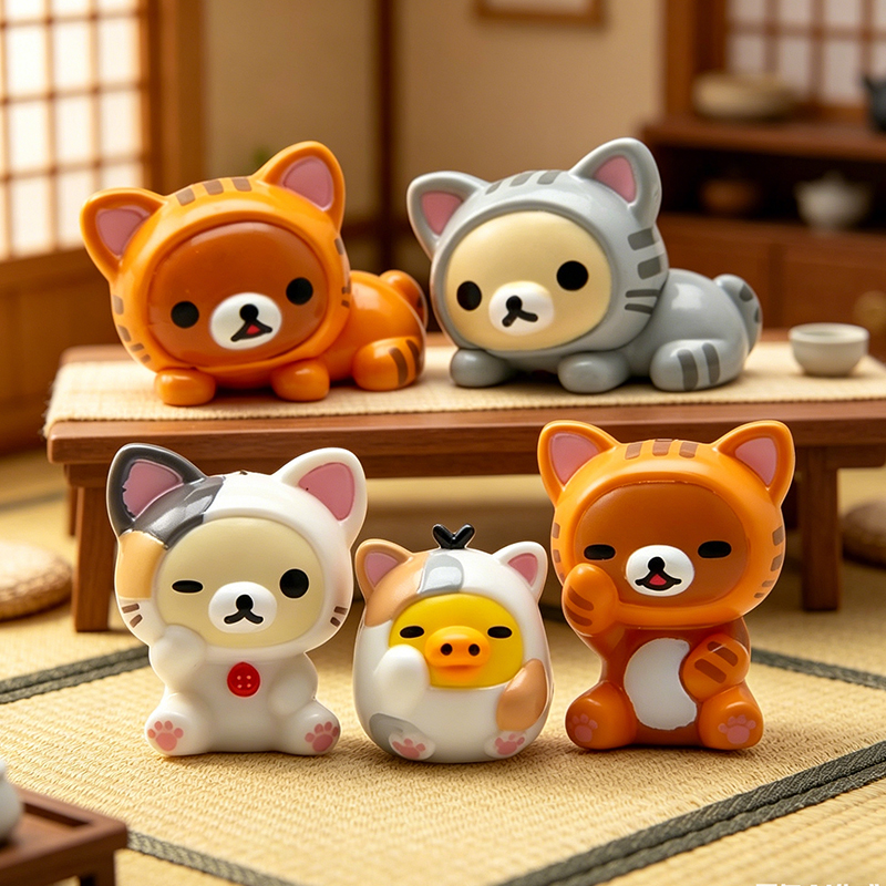 Home Improvement News - 5Pcs/Set Anime Rilakkuma Ornament Cartoon Bear