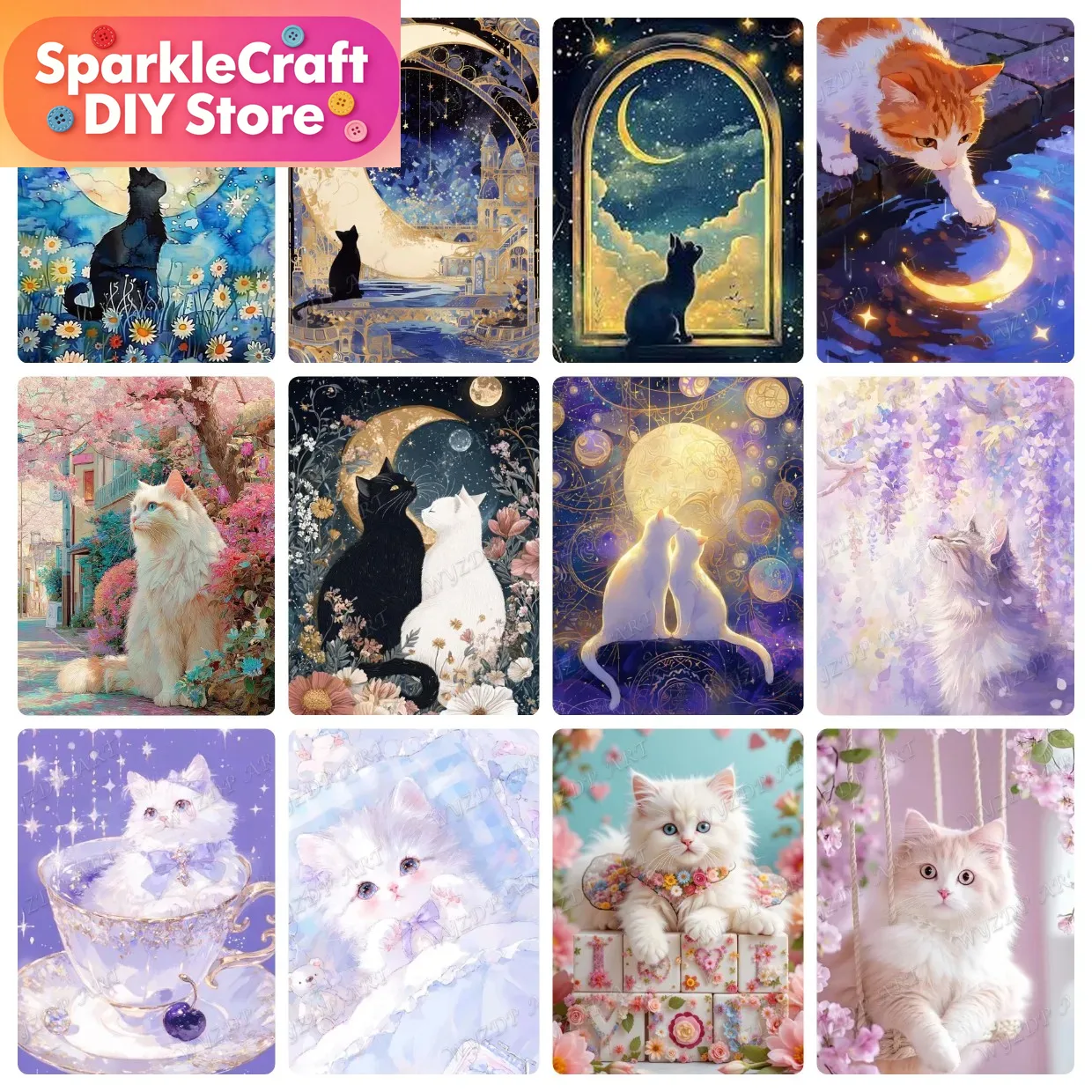 Animal Cat Moon Diamond Painti - Home Improvement Diy recensione e prezzo