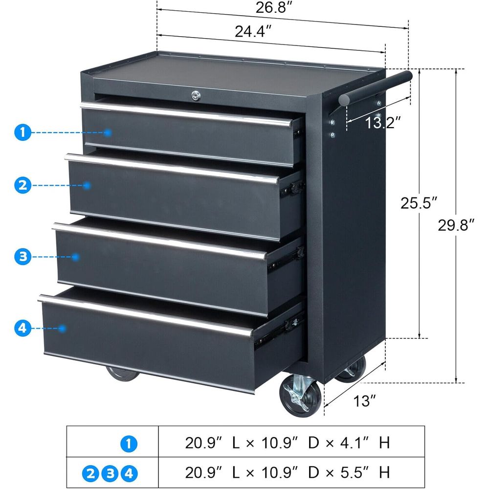 4-Drawer Rolling Tool Chest, M - Home Improvement Outlet Stores recensione e prezzo
