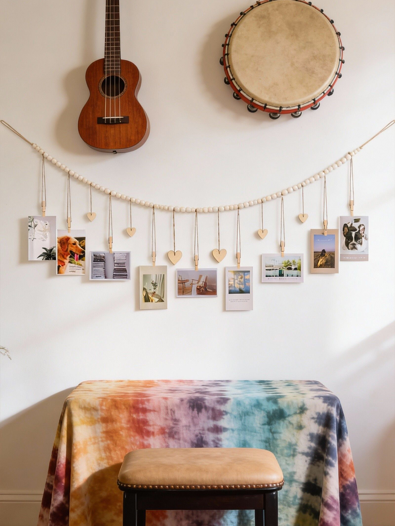 Wooden Bead Photo Garland with - Picture Hanging Strip recensione e prezzo